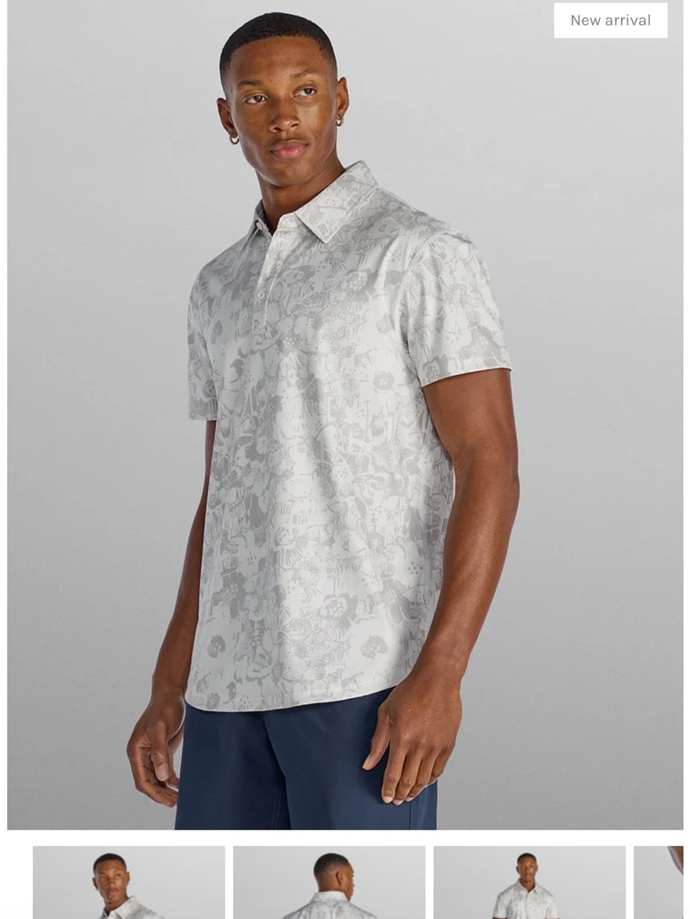 BYLT Basics Light Gray Floral Polo